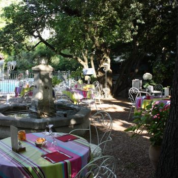 terrasse restaurant avec jardin et piscine proche centre ville Saint Remy de Provence